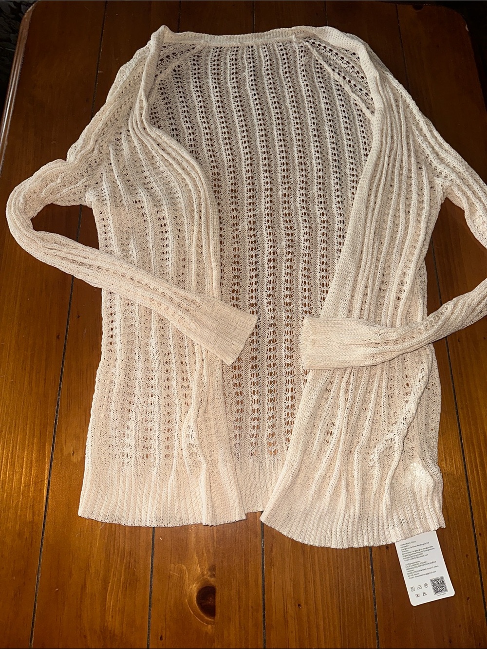 Open Weave Cream Women's Cardigan Sweater